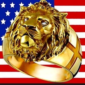 Classic Style Lion Head Design Band Ring For Men's.